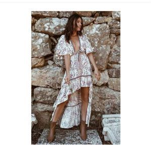 SPELL and the Gypsy Bambi Maisie gown high low hem tie front euc sz small